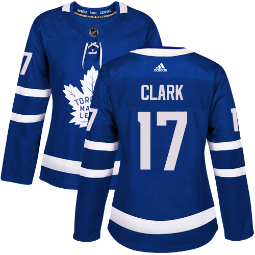 Adidas Toronto Maple Leafs 17 Wendel Clark Blue Home Authentic Women Stitched NHL Jersey